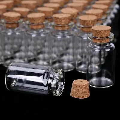 50 Pcs Small Glass Bottles With Cork Lids Mini Glass Bottles With Stoppers Jars • £9.89