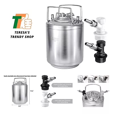 2.6 Gallon Mini Ball Lock Keg Stainless Steel Double Ball Lock Post Corny Ke... • $139.99