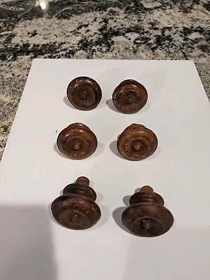 Victorian Walnut Mushroom Pulls Fancy Turned Front Small Size Set Of 6 • $24