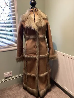 HOOCH Suede Faux Fur Long Coat Size 12 • £75