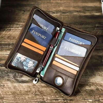 US Stock Men's RFID Leather Clutch Bag Wallet Phone AirTag Card Passport Holder • $43.99