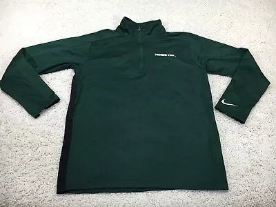 Michigan State Spartans Sweater Mens Small Green Nike College 1/4 Zip Logo • $12.44