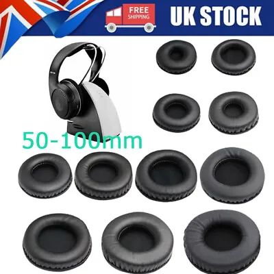 Ear Pads 55-100mm Replacement PU Leather Sponge Cover Headphones Earphones UK • £6.23