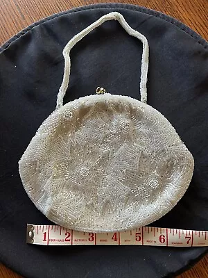 Vintage White Beaded Evening Bag Purse • $25