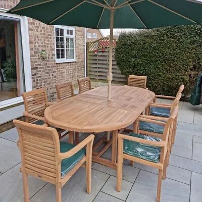 Luxury Garden Furniture Set | 8 Seater Garden Table And Chairs | Teak Dining Set • £1249