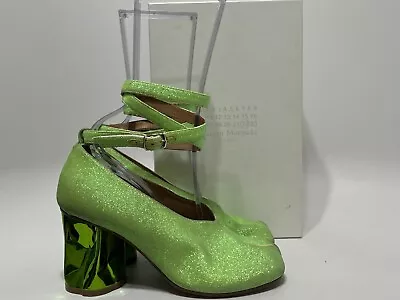 Maison Margiela Green Glitter Tabi Heels 37 • $500