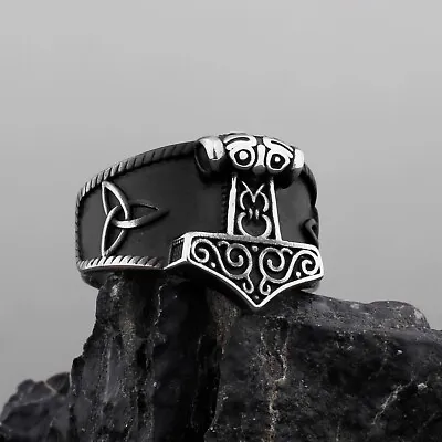 Men's Fashion Ring Viking Celtic Inscription Anchor Stainless Steel • $12.95