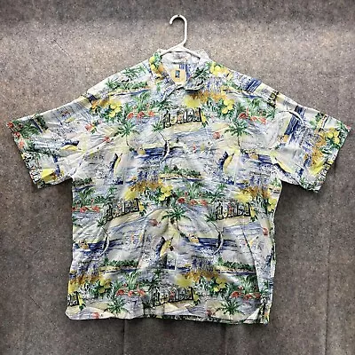 Kahala Shirt Men XXL Blue Casual Button Down Hawaiian Island Cotton Lawn Florida • $28.88