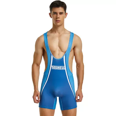 Tauwell Men's Sexy Fitness Wrestling Singlet Bodysuit One-piece Jumpsuit • $11.99