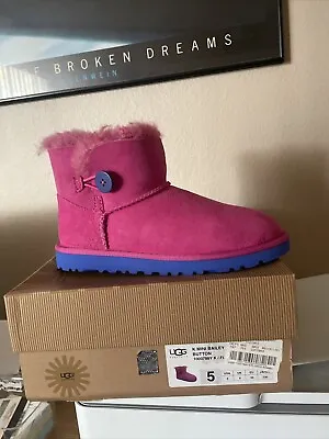 NEW UGG Bailey Button Pink Mini Boots Size 5.  Will Fit Size 7 Women • $79.90