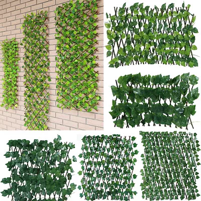 Expanding Trellis Garden Screening Fence Privacy Screen Artificial Ivy Leaves UK • £9.89