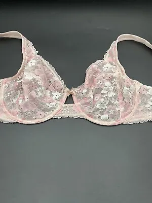 Body By Victoria Secret Size 34 DDD Pink Unlined Lace Demi Underwire Bra • $13