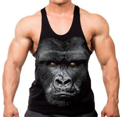 Gorilla Stringer Y Back Bodybuilding Tank Top MMA Muscle Gym Workout 3D T Shirt • $12.99