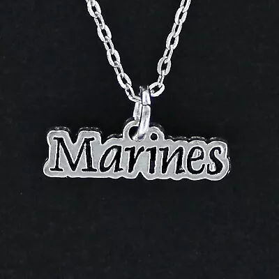 MARINE CORPS Necklace On Chain Or Charm Only - Pewter USA Military Letters Word • $14