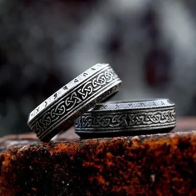 Men Women Vintage Celtic Knot Wedding Ring Solid Titanium Retro Viking Rune Band • $11.98