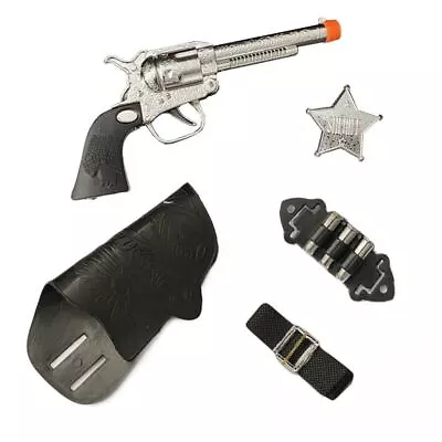 5 Piece Kids Cowboy Sheriff Set | Toy Pistol Gun Belt Holster Bullet & Badge • £7.99