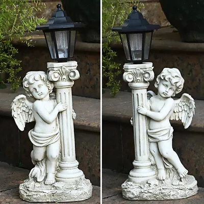 Garden Solar Ornament Fairy Angel Cherub LED Light Statue Figurine Decor Patio • £22.94