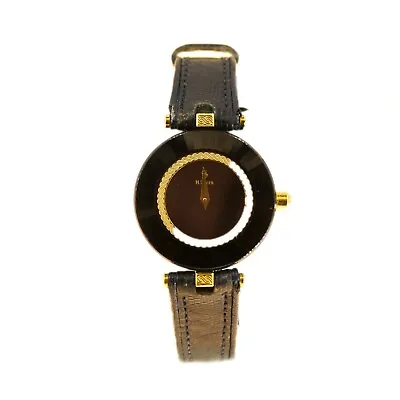 H STERN Sapphire Glass 18k Gold Womens Watch Black Leather Strap UK BHS • $1238.82