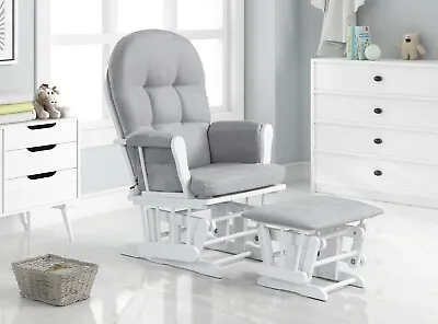 £89.99 • Buy White Nursing Glider Maternity Chair With Footrest Baby Rocking Nursery Wood 