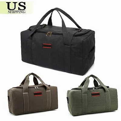 $25.99 • Buy Men's Military Canvas Leather Gym Duffle Shoulder Bag Travel Luggage Handbag