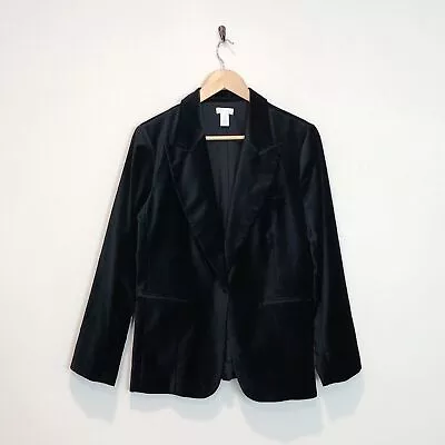 Chico’s Velvet Black Blazer Single Button Size 1/US Size Medium • $32.95