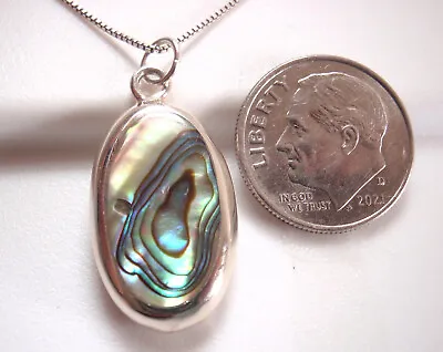 Reversible Mother Of Pearl And Abalone 925 Sterling Silver Pendant • $23.99