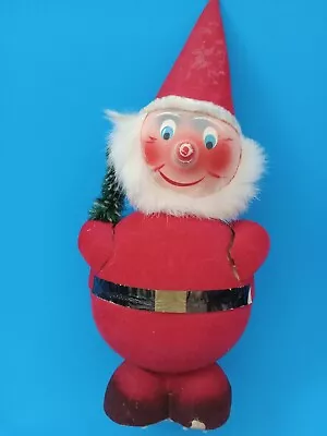 VTG Christmas German Paper Mache Real Fur Beard Santa Nodder Candy Container 13  • $34