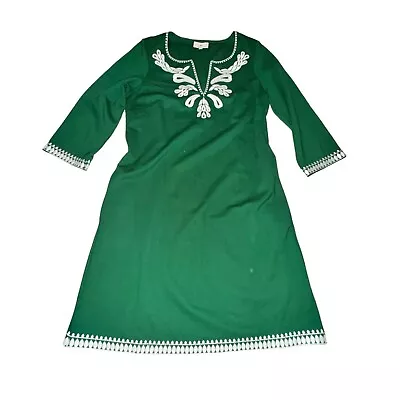 Tuckernuck Miguelina Embroidered Mini Dress 3/4 Sleeve V Neck Green Size S • $60