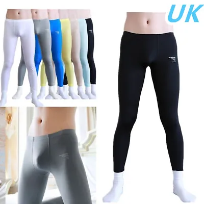 UK Mens Sports Compression Pants Solid Color Tights Bottoms Activewear Trousers • £13.66