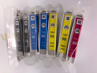 Lot Of 7 Genuine Epson 98 Ink TO981 TO982 TO984 TO983 Black Cyan Yellow Magenta • $54.95