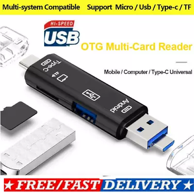 5 In 1 USB 3.0 Type C / USB / Micro USB SD TF Memory Card Reader OTG Adapter UK • £3.47