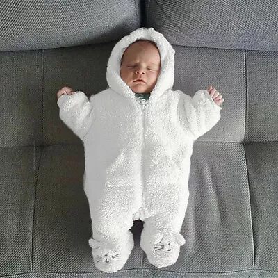 Newborn Baby Boy Girl Kids Bear Hooded Romper Jumpsuit Bodysuit Clothes Outfits • $26.09