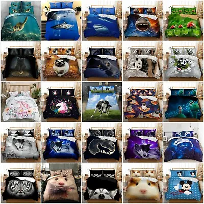 Duvet Quilt Cover Soft Bedding Set Single Double King Size Pillowcases Animals • £27.99