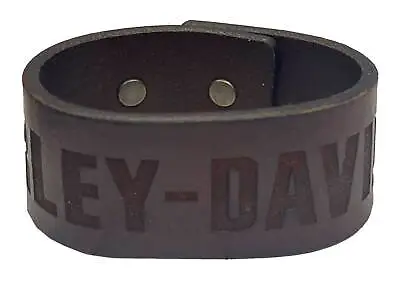 Harley-Davidson Men's Embossed H-D Adjustable Leather Cuff Bracelet Wristband • $34.95