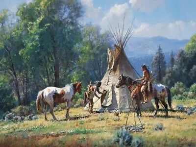 INDIAN PRINT - EMPTY LODGE- 11 X 14 O/E - MARTIN GRELLE - NEW NEVER DISPLAYED • $24.95