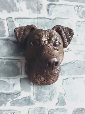 Bronzed Stone Jack Russell Dog Dogs Head  Wall Memorial Pet Sculpture Ornament • £18