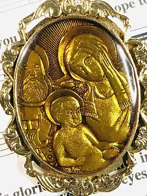 Vatican Library Collection Mary Jesus Joseph Honey-Color Epoxy Pin/Brooch  • $28.50