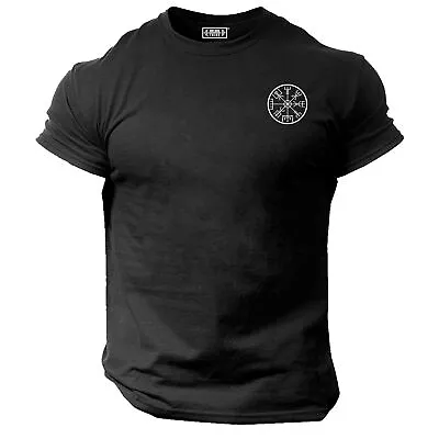 Vegvisir T Shirt Small Gym Clothing Bodybuilding Workout Vikings Compass MMA Top • £10.99