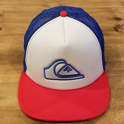 QuikSilver Hat Cap Snapback Red White Blue RWB Trucker Foam Mesh Adjustable • $18.95