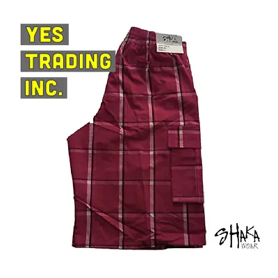 Shaka Mens Casual Cargo Shorts Plaid Shorts Checker Pattern Shorts Hip Hop Harem • $17.95
