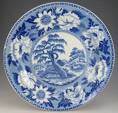 £72 • Buy Antique Pottery Pearlware Blue Transfer Leopard & Antelope Plate 1815