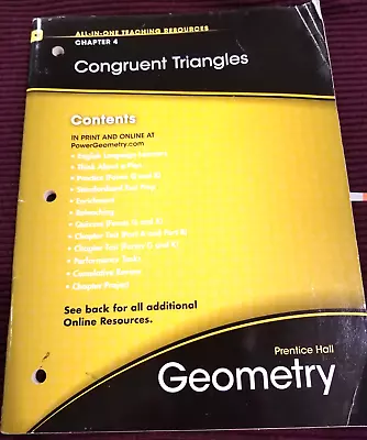 Common Core Geometry Chapter 4 Congruent Triangles Prentice Hall • $20