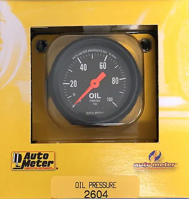 Auto Meter 2604 Z-Series Oil Pressure Gauge Mechanical  0-100 PSI 2 1/16 • $79.99