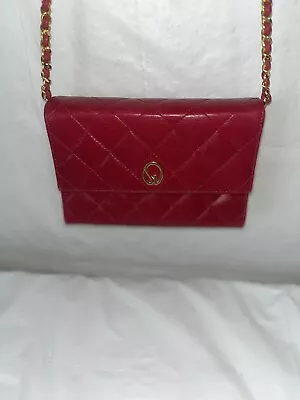 ST. JOHN  Red  Quilted Leather  Chain  Strap Purse Bag St John • $300