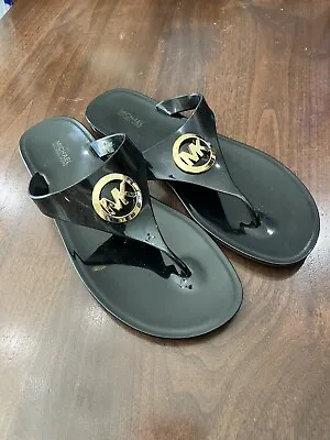 Women MK Michael Kors Lillie Jelly Thong Flat Slide Sandals PVC Black  • $28