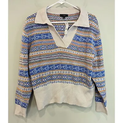 NWT J. Crew Fair Isle Fitted Lambswool Blend Sweater Size Medium • $40