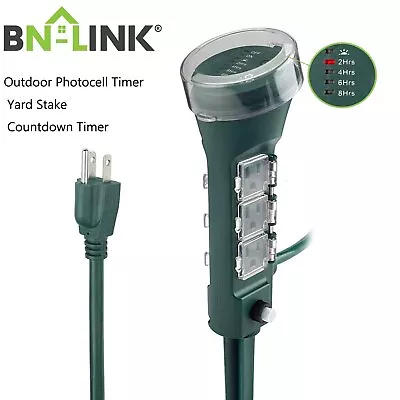 BN-LINK Outdoor Power Stake With Photocell Countdown Light Timer Extension Cord • $19.99