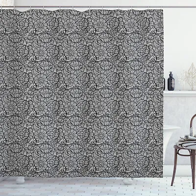 Vintage Shower Curtain Lace Look Retro Flowers • £27.99