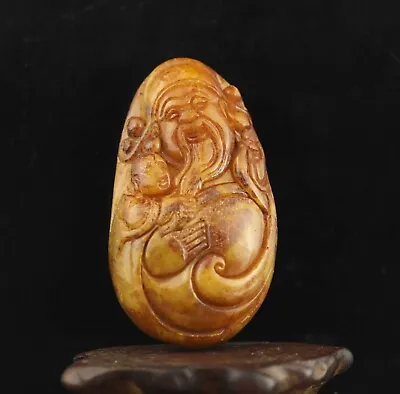 China Old Natural Jade Hand-carved Statue Buddha Pendant F • £8.67