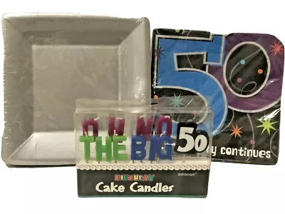 50 Th Birthday Party Decoration Set 50 Th Anniversary Candle Cake Topper Bundle+ • £24.11